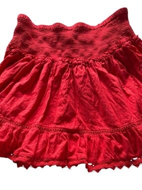 Girl’s Red Mini Skirt with smocked waist size 11-13